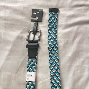 Nike Men's Blue and Green Braided Stretch Belt